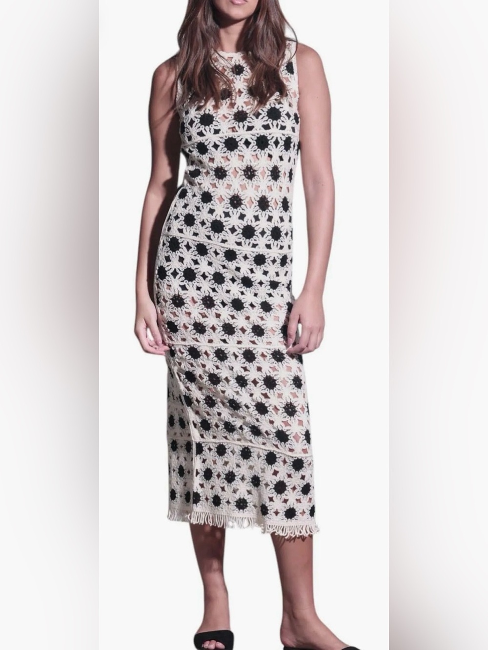 Walter Baker Brianna Openwork Maxi Dress Walter Baker Cream/Black  NWT